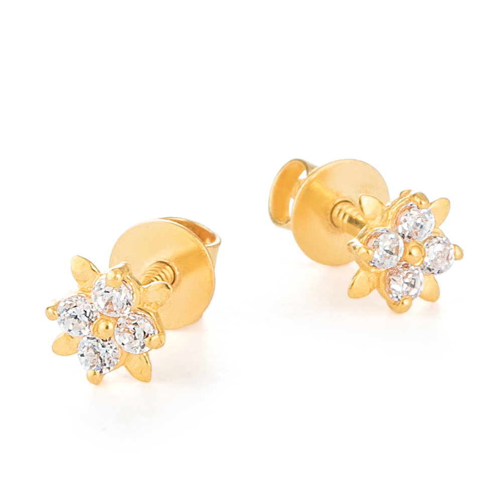 22ct Gold CZ Petal Cluster Stud Earrings