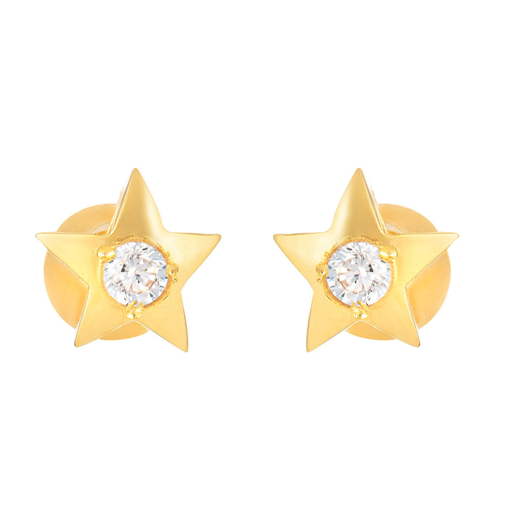 أقراط مرصعة بنجمة ذهبية 22 قيراط ذهبية CZ للأطفال أقراط مرصعة بنجمة ذهبية 22 قيراط ذهبية CZ للأطفال