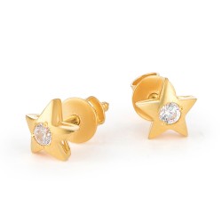 أقراط مرصعة بنجمة ذهبية 22 قيراط ذهبية CZ للأطفال أقراط مرصعة بنجمة ذهبية 22 قيراط ذهبية CZ للأطفال