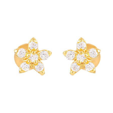 22ct Gold Floral CZ Stud Earrings 22ct Gold Floral CZ Stud Earrings