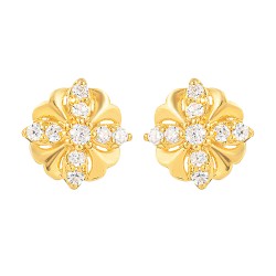 Kadınlar için 22 Ayar Altın Petal Küme CZ Saplama Küpe Kadınlar için 22 Ayar Altın Petal Küme CZ Saplama Küpe