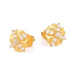 Kadınlar için 22 Ayar Altın Petal Küme CZ Saplama Küpe Kadınlar için 22 Ayar Altın Petal Küme CZ Saplama Küpe