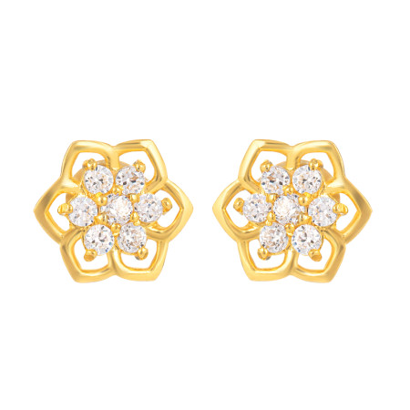 22 Carat Gold Stud | Daily Wear CZ Earring