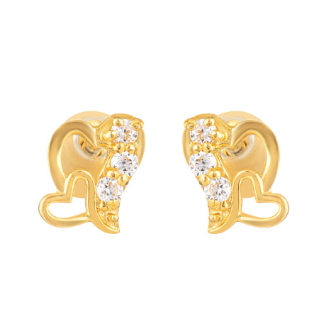22ct Gold CZ Heart Stud Earrings for Ladies 22ct Gold CZ Heart Stud Earrings for Ladies