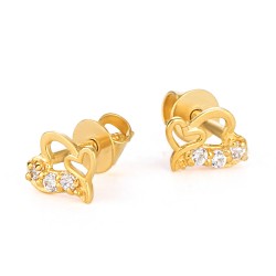 Bayanlar için 22 Ayar Altın CZ Kalp Saplama Küpe Bayanlar için 22 Ayar Altın CZ Kalp Saplama Küpe