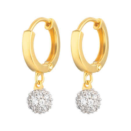 22ct Gold Huggie Earrings with CZ Pavé Drop
