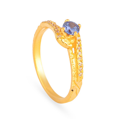 22ct Gold Blue and White CZ Stones Ring