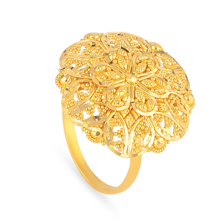 22ct Gold Floral Dome Statement Ring
