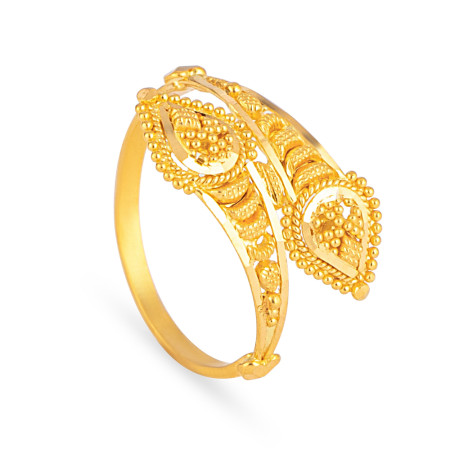 22ct Gold Granulated Paisley Adjustable Ring