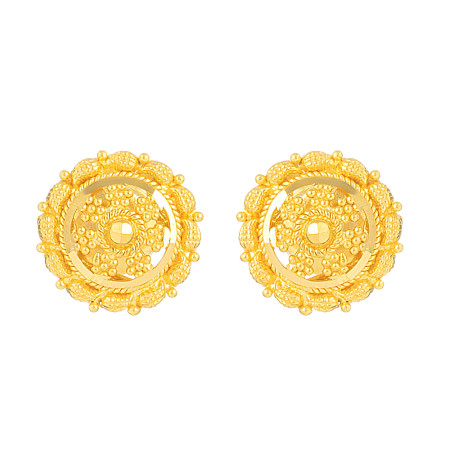 22ct Gold Floral Filigree Bridal Stud Earrings