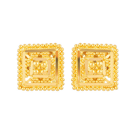 Jali  22ct Gold Square Earring