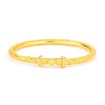 22ct Gold Jali Kada with Sculpted Centre Detail 22ct Gold Jali Kada with Sculpted Centre Detail
