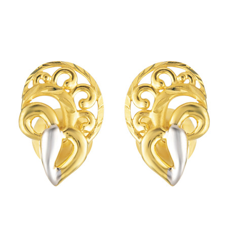22ct Gold Sculpted Earrings with Rhodium Finish 22ct Gold Sculpted Earrings with Rhodium Finish