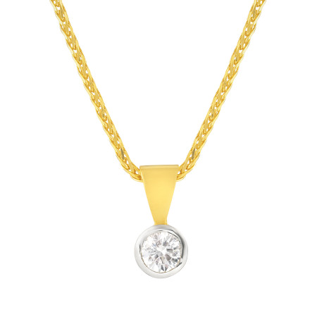 22ct Gold CZ Solitaire Pendant with Rhodium Polish 22ct Gold CZ Solitaire Pendant with Rhodium Polish