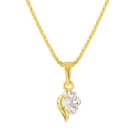 22ct Gold Pendant with Rhodium Finish & CZ Stone