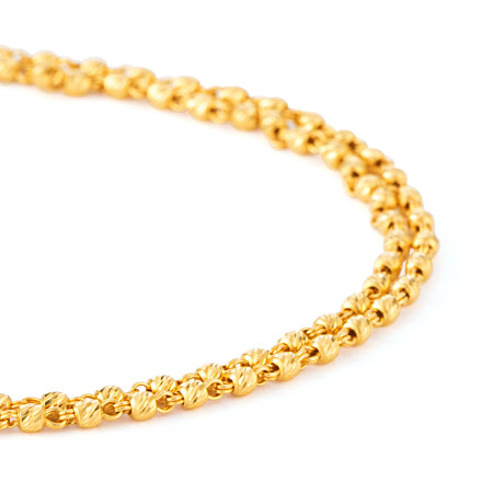 مجموعة جلو جولد 22 قيراط من الذهب عيار 22 قيراط سوار من الخرز المزدوج مجموعة جلو جولد 22 قيراط من الذهب عيار 22 قيراط سوار من الخرز المزدوج