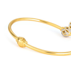 22ct Gold Open Bangle with Rhodium Finish