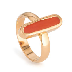 خاتم من الذهب عيار 22 قيراط مع ترصيع مرجاني أحمر - مقاس N