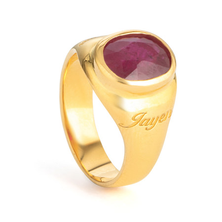 22ct Gold Men's Ring with Ruby Gemstone 22ct Gold Men's Ring with Ruby Gemstone