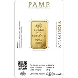 سبيكة ذهب خالص نقي فاخر 20 جم سبيكة ذهب خالص نقي فاخر 20 جم