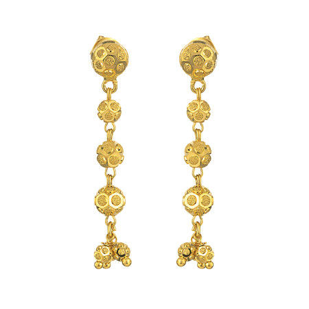 22ct Gold Granulated Ball Drop Asian Earrings 22ct Gold Granulated Ball Drop Asian Earrings