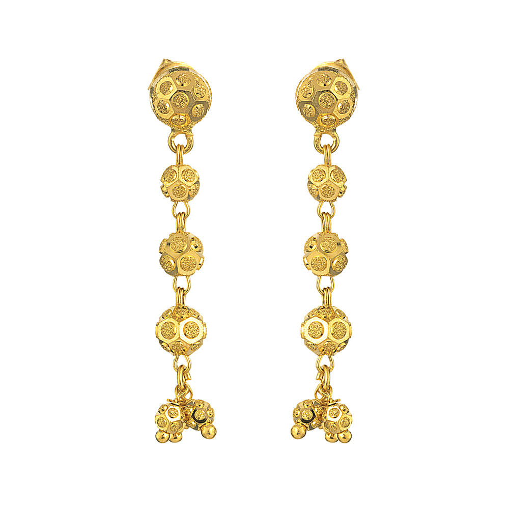 أقراط آسيوية من الذهب عيار 22 قيراط ذهبية محببة على شكل كرة متدلية أقراط آسيوية من الذهب عيار 22 قيراط ذهبية محببة على شكل كرة متدلية