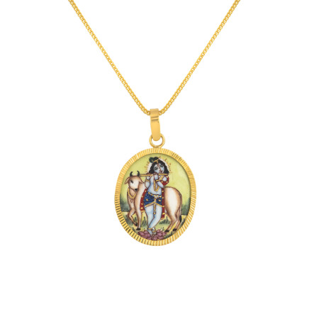 Krishna Gopala Enamel Pendant in 22ct Gold Krishna Gopala Enamel Pendant in 22ct Gold