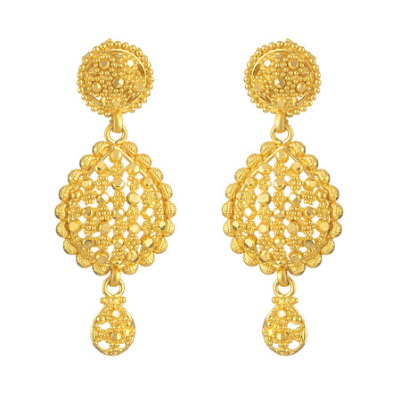 22ct Gold Filigree Teardrop Earrings