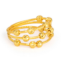 22 ayar altın çok bantlı boncuklu yüzük | Beden L 22 ayar altın çok bantlı boncuklu yüzük | Beden L