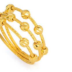 22 ayar altın çok bantlı boncuklu yüzük | Beden L 22 ayar altın çok bantlı boncuklu yüzük | Beden L