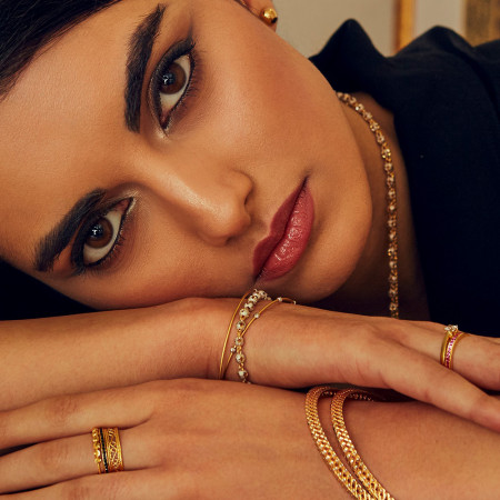 22ct Gold & Rhodium Bead Damenarmband