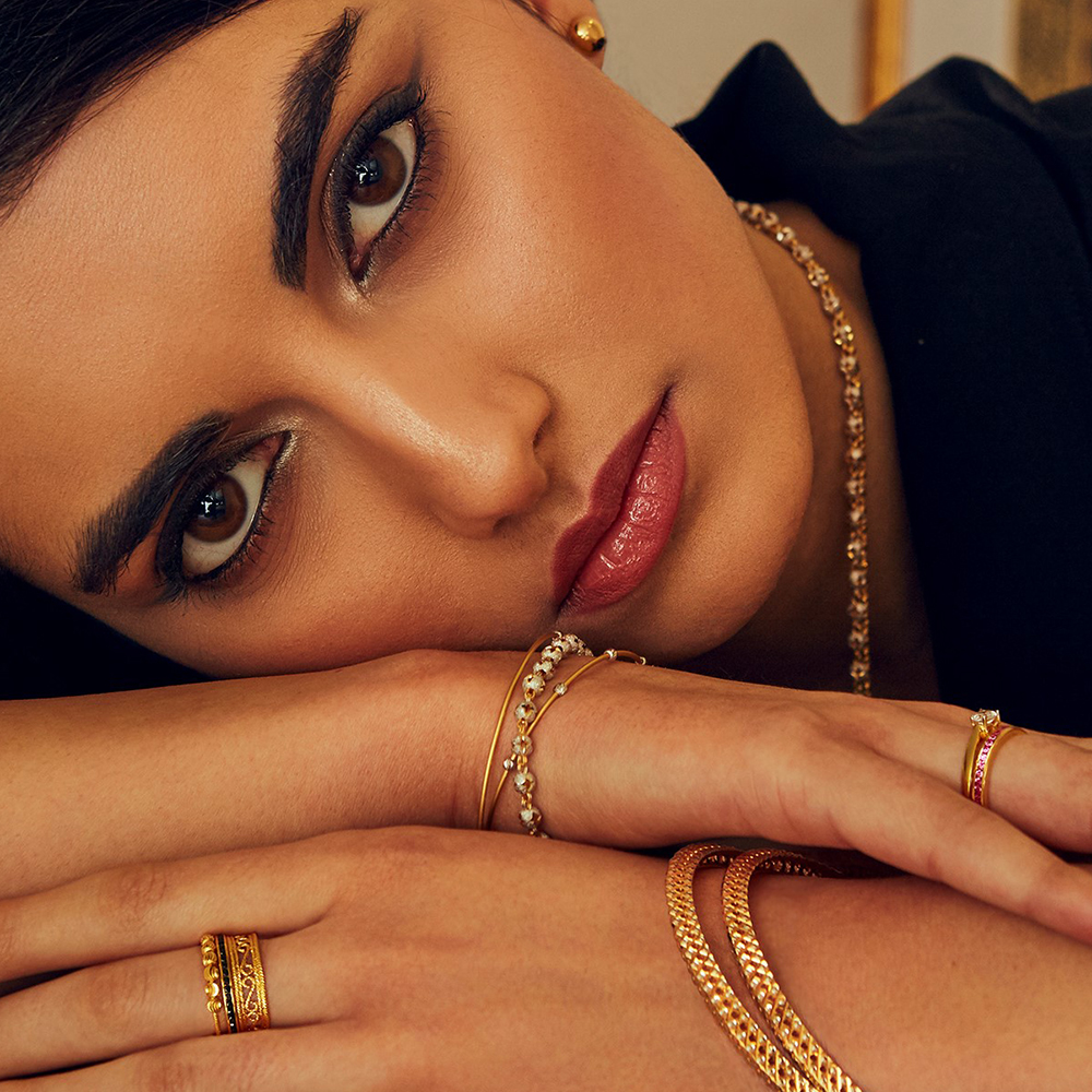 22ct Gold & Rhodium Bead Damenarmband