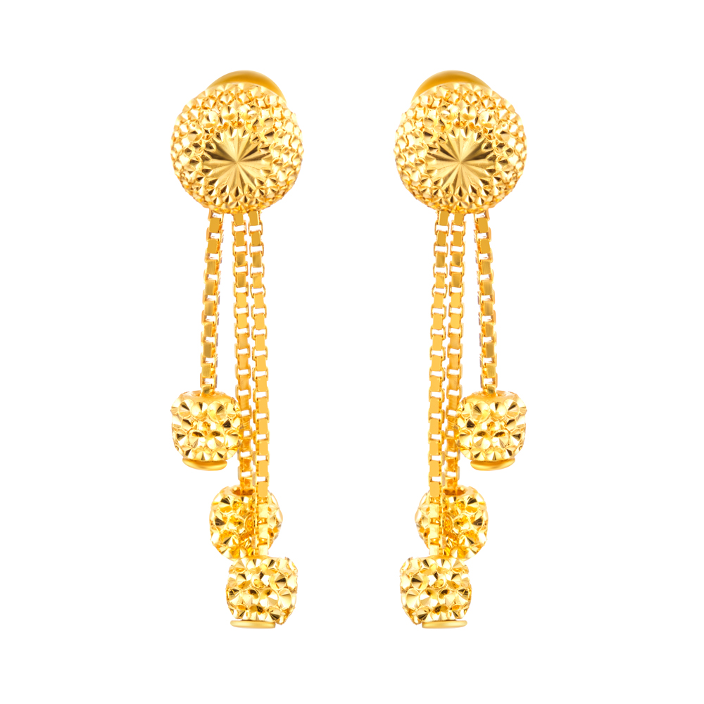 أقراط متدلية من الخرز المحفور بالذهب عيار 22 قيراط أقراط متدلية من الخرز المحفور بالذهب عيار 22 قيراط