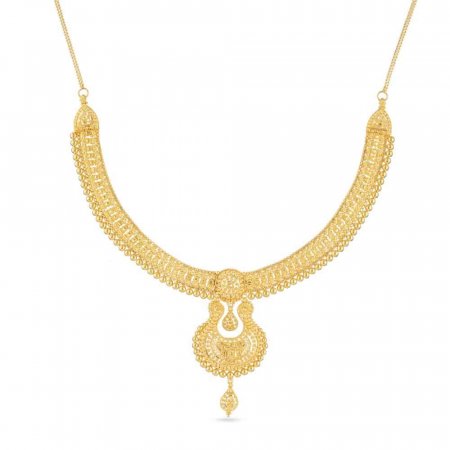 22 Ct Gold Jali Choker Necklace with a Drop Pendant 22 Ct Gold Jali Choker Necklace with a Drop Pendant