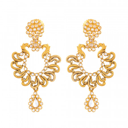 Anusha Earrings with Synthetic Polki Stones Anusha Earrings with Synthetic Polki Stones