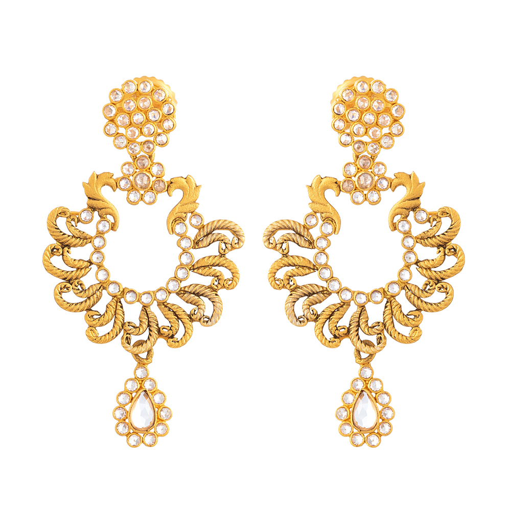 Anusha Earrings with Synthetic Polki Stones Anusha Earrings with Synthetic Polki Stones