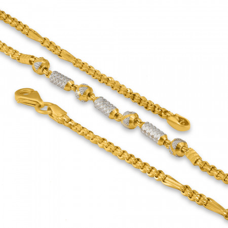 Rodyum Kaplamalı 22 Ayar Altın Fantezi Zincir Rodyum Kaplamalı 22 Ayar Altın Fantezi Zincir