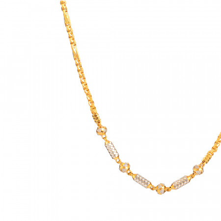 Rodyum Kaplamalı 22 Ayar Altın Fantezi Zincir Rodyum Kaplamalı 22 Ayar Altın Fantezi Zincir