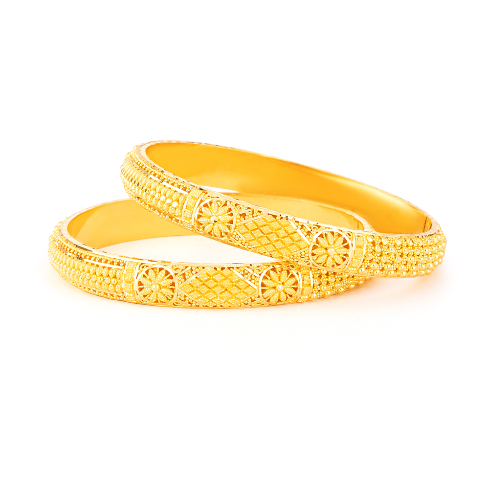 22 Karat Gold Jali Kada Armreif Set 22 Karat Gold Jali Kada Armreif Set