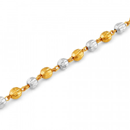 سوار من الذهب عيار 22 قيراط مع خرز ثنائي اللون مزخرف سوار من الذهب عيار 22 قيراط مع خرز ثنائي اللون مزخرف