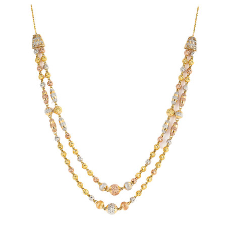 22ct Gold Two Layered Mala Necklace | 20 Inches