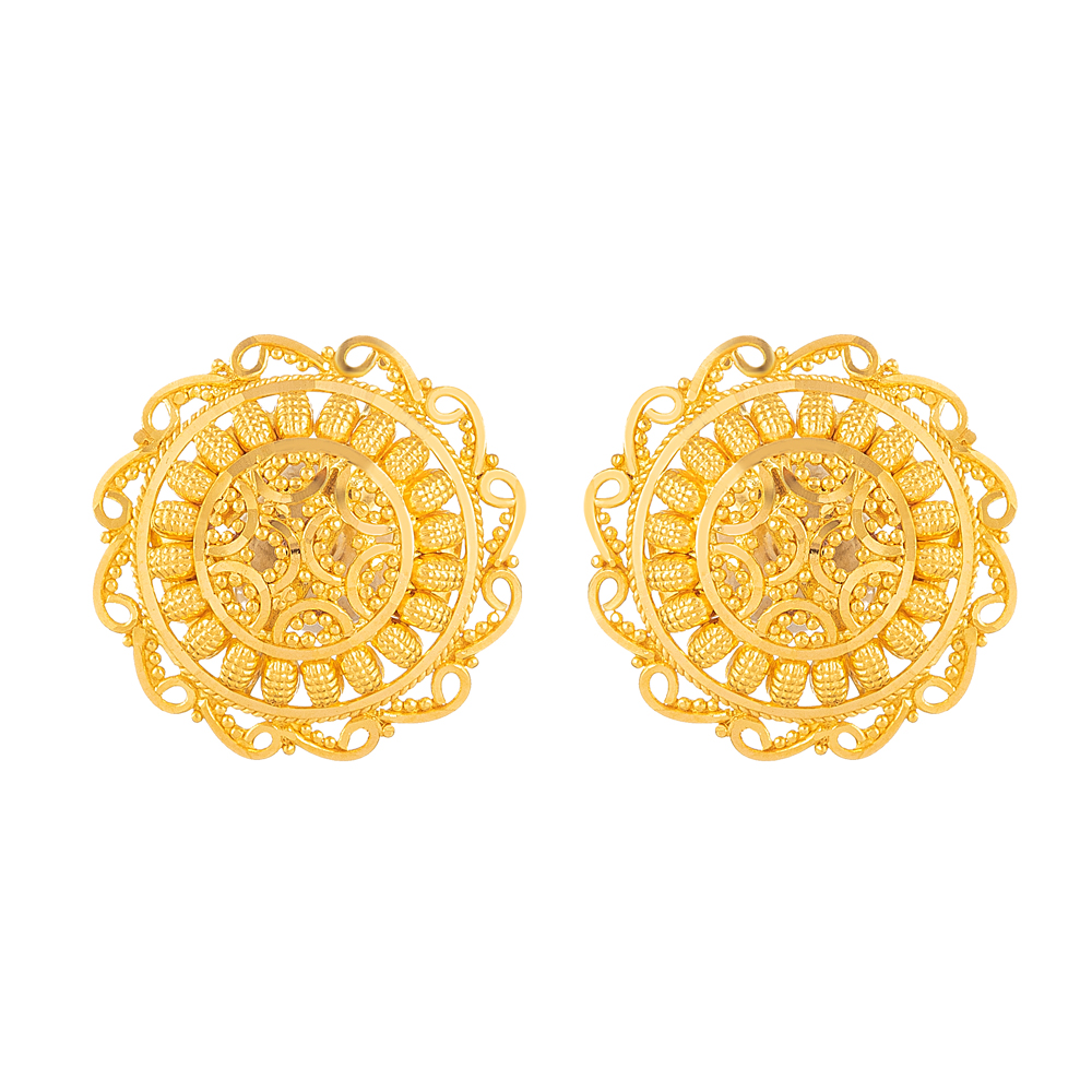 أقراط ذهبية مرصعة بالذهب بتصميم صغر جميل أقراط ذهبية مرصعة بالذهب بتصميم صغر جميل