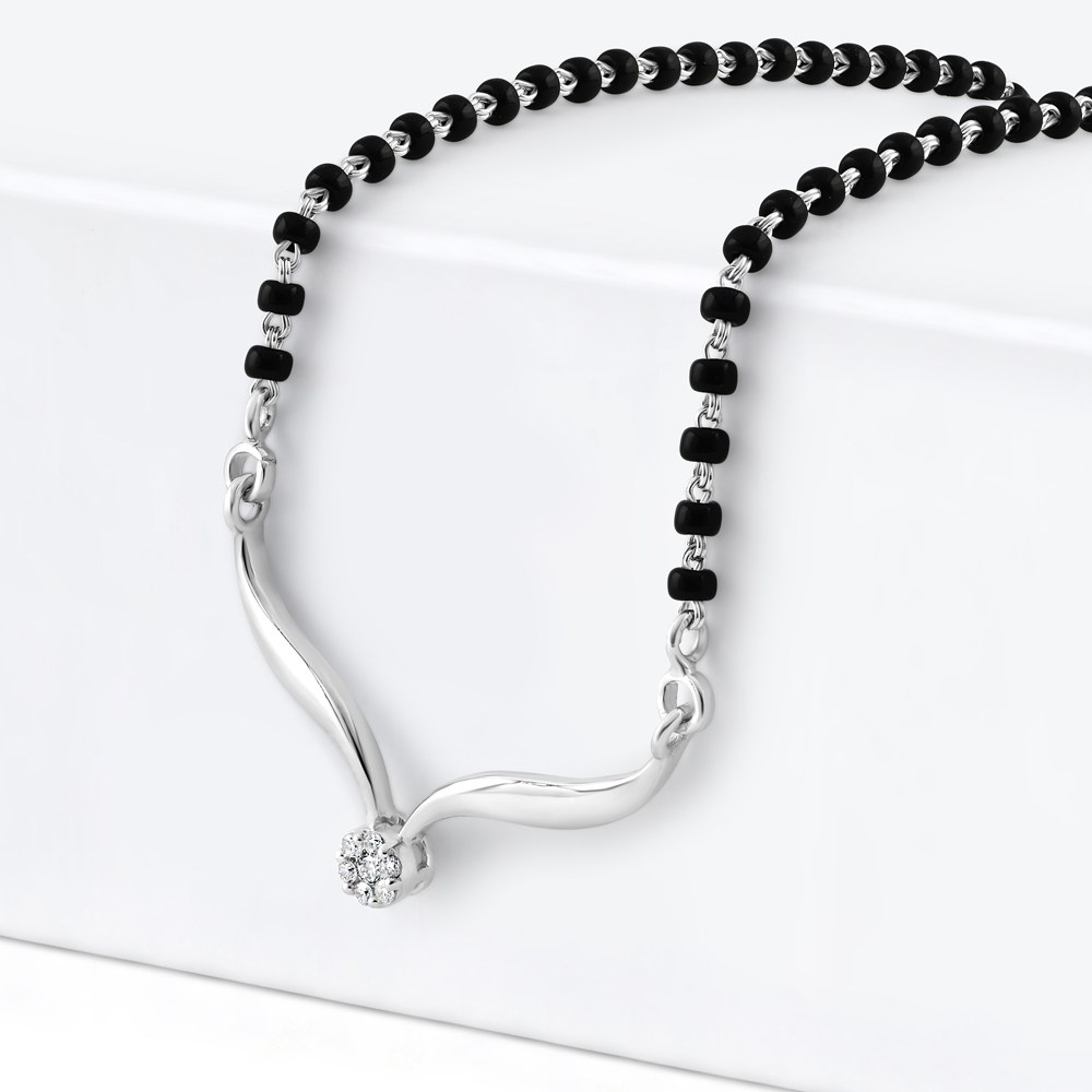 Mangalsutra aus 18 Karat Weißgold