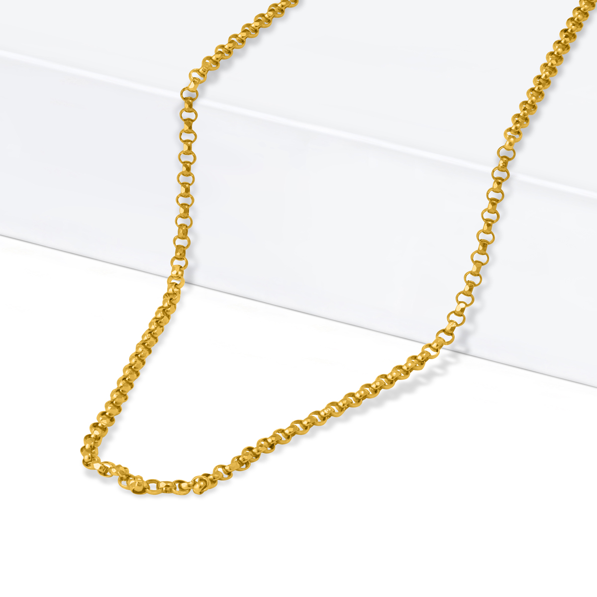ذهب عيار 22 قيراط | سلسلة كابل | 18 بوصة | سُمك 1.2 مم ذهب عيار 22 قيراط | سلسلة كابل | 18 بوصة | سُمك 1.2 مم