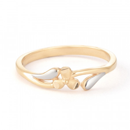 22 Ayar Altın İki Tonlu Çiçekli Açık Yüzük 22 Ayar Altın İki Tonlu Çiçekli Açık Yüzük