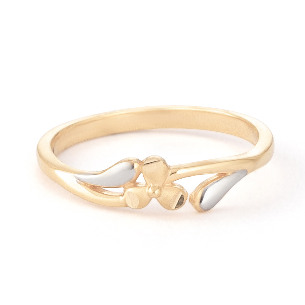 22 Ayar Altın İki Tonlu Çiçekli Açık Yüzük 22 Ayar Altın İki Tonlu Çiçekli Açık Yüzük