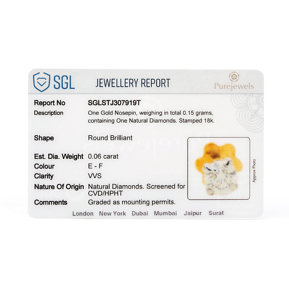 18 Ayar Sarı Altın Pırlanta Burun Saplaması | 0,06 ct 18 Ayar Sarı Altın Pırlanta Burun Saplaması | 0,06 ct