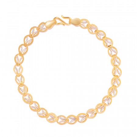 22ct Gold Leaf Link Bracelet with Diamond-Cut Detailing 22ct Gold Leaf Link Bracelet with Diamond-Cut Detailing