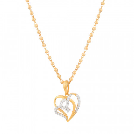 CZ ile 22 Ayar Altın Kalp Kolye Kolye CZ ile 22 Ayar Altın Kalp Kolye Kolye