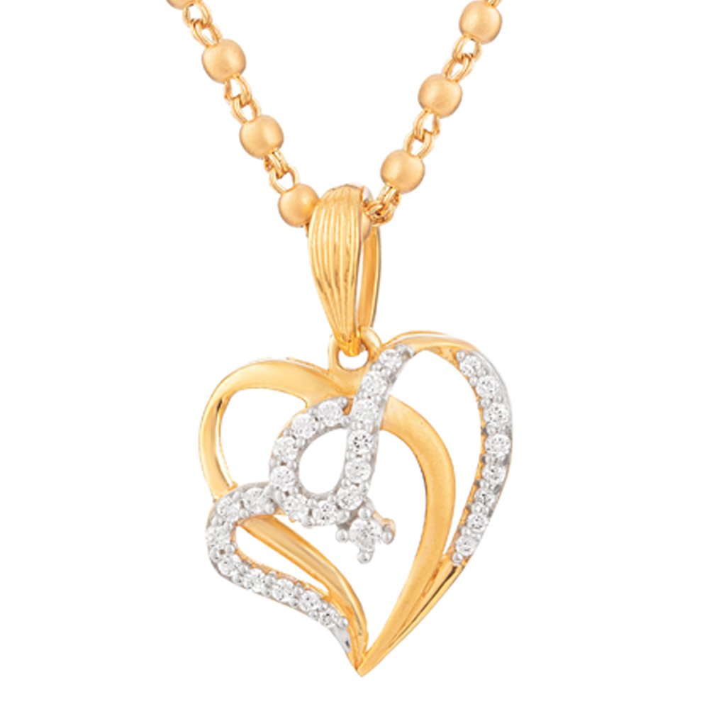 CZ ile 22 Ayar Altın Kalp Kolye Kolye CZ ile 22 Ayar Altın Kalp Kolye Kolye